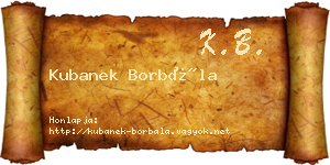 Kubanek Borbála névjegykártya